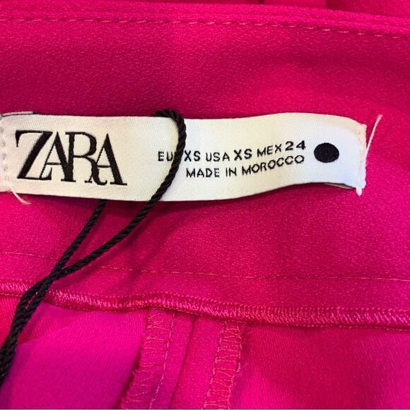 Zara Pink High Rise Wide Leg Trouser Pants Size XS Inseam 34” - Picture 6 of 10